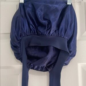 Silk Hair Bonnet in Navy Blue